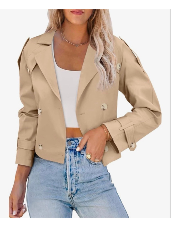 Bimily Bela Jackets & Blazers - NEW Lapel Double Breasted Cropped Belted Trench Coat Jacket M